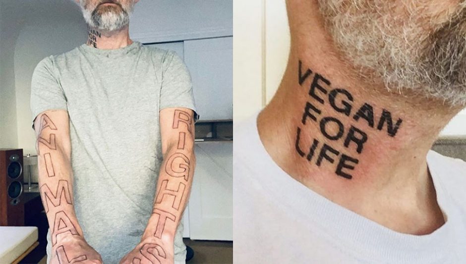 Moby gets “Vegan For Life” and “Animal Rights” tattoos from Kat Von D